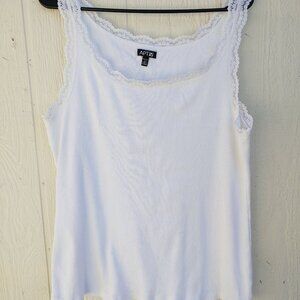 Apt 9 Ribbed Lace Tank 2X White Stretch Cotton.Tnk-39